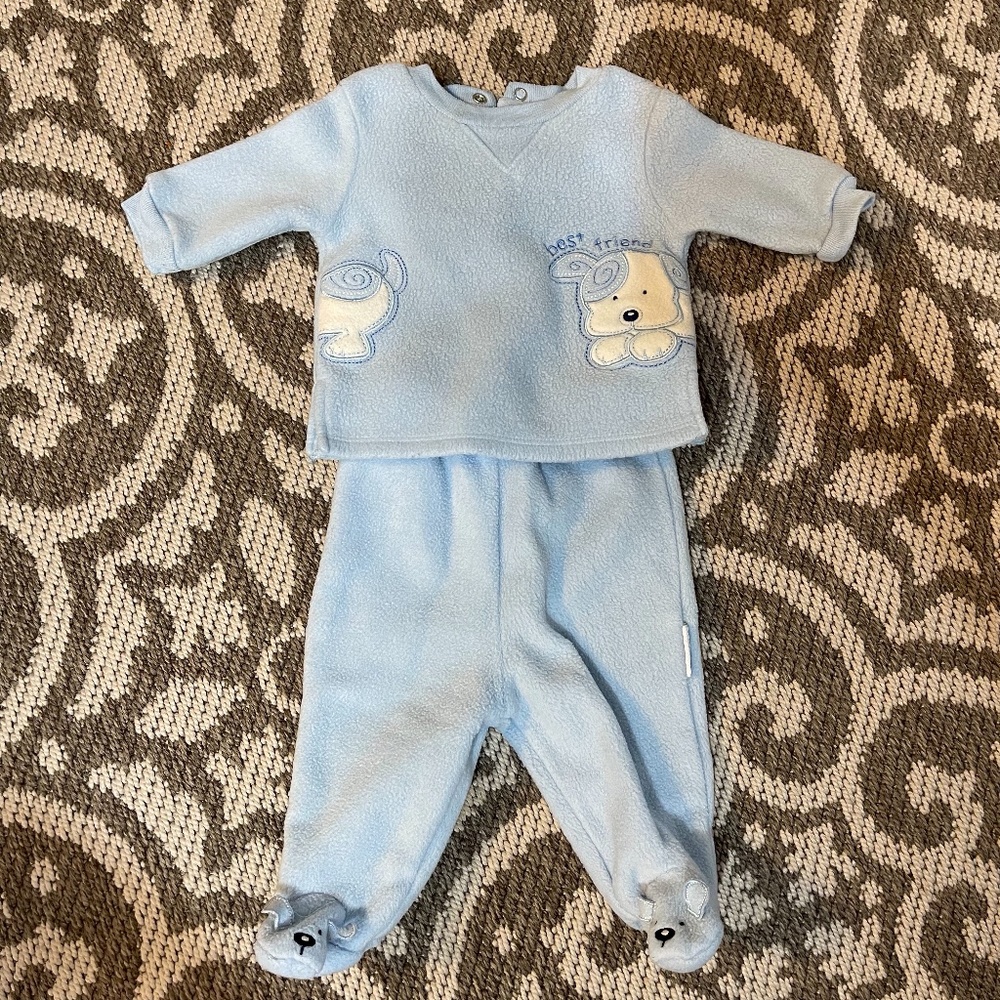 Vitamins Baby 1990s style Fleece Outfit with footies